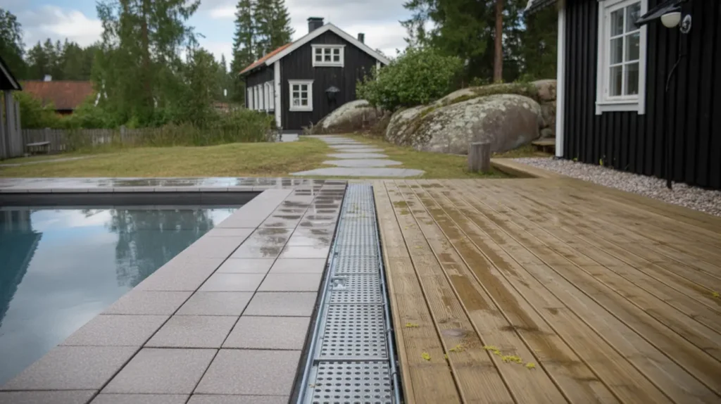 poold ck som h ller i svenskt klimat materialval halkskydd och dr nering f r en s ker och l ttsk tt poolmilj