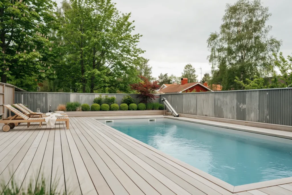 f rdigst lld poolanl ggning med tr d ck i skarpn ck